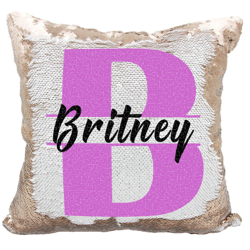 Handmade Personalized Monogram Initial Reversible Sequin Pillow Case