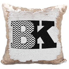 Handmade Personalized Block Letter Initials Name Sequin Pillow Case