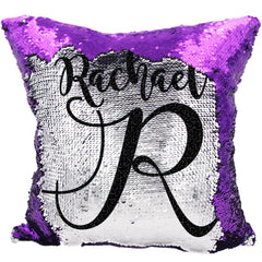 Handmade Personalized Script Initial Custom Name Sequin Pillow Case