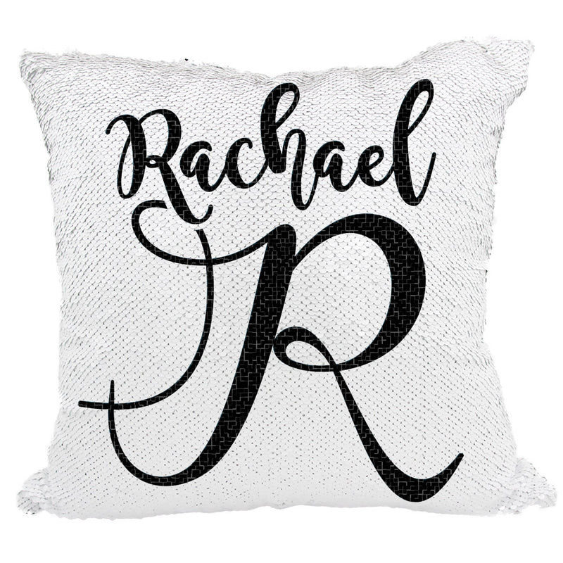 Handmade Personalized Script Initial Custom Name Sequin Pillow Case