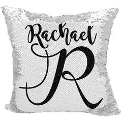 Handmade Personalized Script Initial Custom Name Sequin Pillow Case