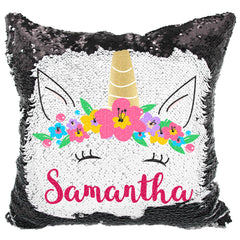 Handmade Personalized Unicorn Sequin Pillow Case