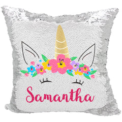 Handmade Personalized Unicorn Sequin Pillow Case