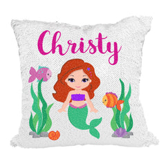 Handmade Personalized Mermaids Underwater Sequin Pillow Case