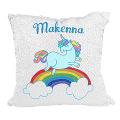 Handmade Personalized Rainbow Unicorn Sequin Pillow Case