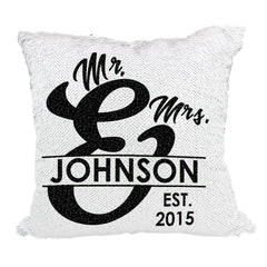 Handmade Personalized Ampersand Name Sequin Pillow Case