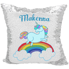 Handmade Personalized Rainbow Unicorn Sequin Pillow Case