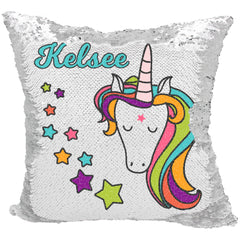 Handmade Personalized Unicorn Stars Sequin Pillow Case