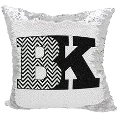 Handmade Personalized Block Letter Initials Name Sequin Pillow Case