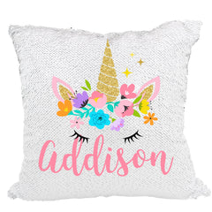 Handmade Personalized Unicorn Sparkles Sequin Pillow Case