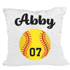 Handmade Personalized Softball Jersey Reversible Sequin Pillow Case
