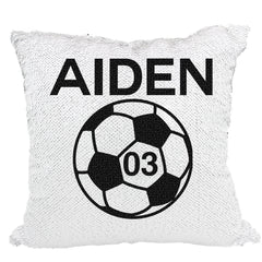 Handmade Personalized Soccer Ball Reversible Sequin Pillow Case