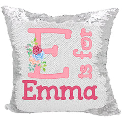 Handmade Personalized Alphabet Style Reversible Sequin Pillow Case