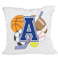 Handmade Personalized Sports Theme Reversible Sequin Pillow Case