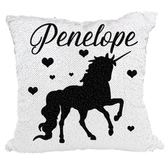Handmade Personalized Silhouette Unicorn Sequin Pillow Case