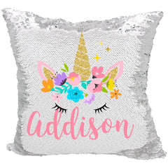 Handmade Personalized Unicorn Sparkles Sequin Pillow Case