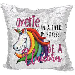 Handmade Personalized Be A Unicorn Quote Sequin Pillow Case