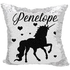 Handmade Personalized Silhouette Unicorn Sequin Pillow Case