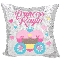 Handmade Personalized Princess Carriage Sequin Pillow Case