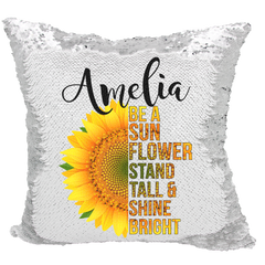 Handmade Personalized Be A Sunflower Quote Reversible Sequin Pillow Case