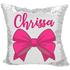 Handmade Personalized Pretty Bow Reversible Sequin Pillow Case