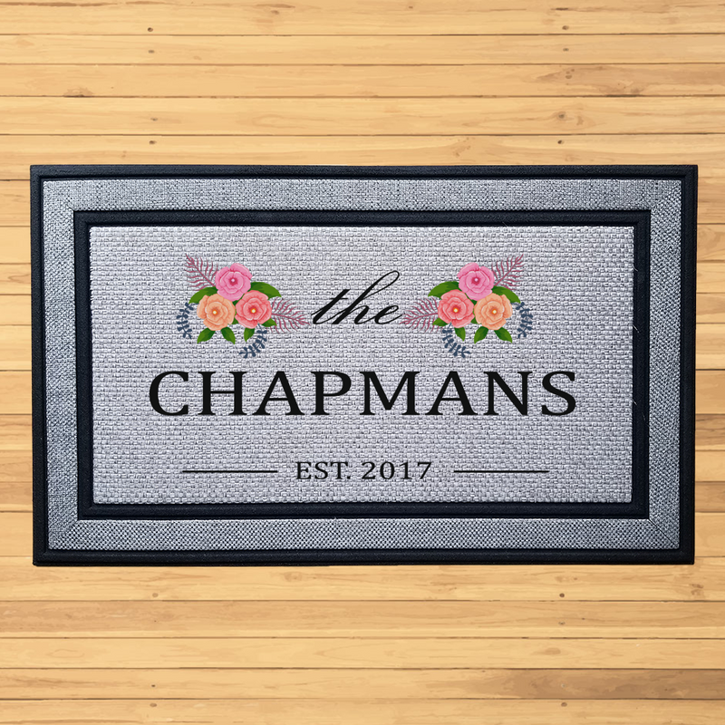 Personalized Floral Family Name Indoor/Outdoor Door Mat